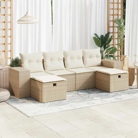 Juego de sofás jardín con cojines 6 pzas ratán sintético beige von , Gartensets - Ref: Foro24-3325724, Preis: 473,46 €, Rabat...