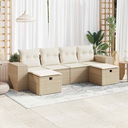 Juego de sofás jardín con cojines 6 pzas ratán sintético beige by , Garden sets - Ref: Foro24-3325724, Price: 468,34 €, Disco...