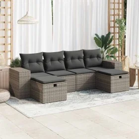 Set de muebles de jardín 6 pzas y cojines ratán sintético gris by , Garden sets - Ref: Foro24-3325726, Price: 375,80 €, Disco...