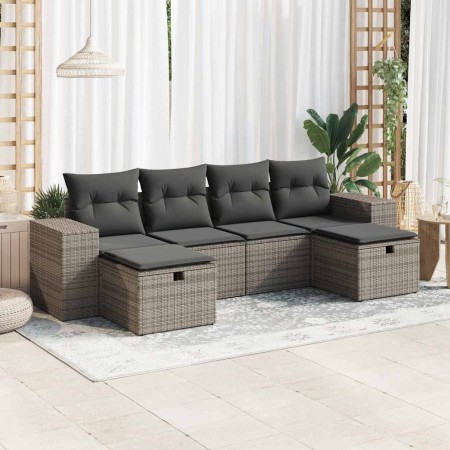 Set de muebles de jardín 6 pzas y cojines ratán sintético gris by , Garden sets - Ref: Foro24-3325726, Price: 374,75 €, Disco...