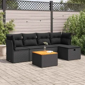 Set de sofás de jardín 6 piezas y cojines ratán sintético negro von , Gartensets - Ref: Foro24-3325751, Preis: 357,56 €, Raba...