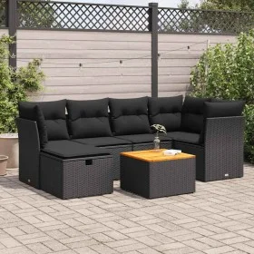 Set de sofás de jardín 7 pzas con cojines ratán sintético negro von , Gartensets - Ref: Foro24-3325758, Preis: 432,61 €, Raba...