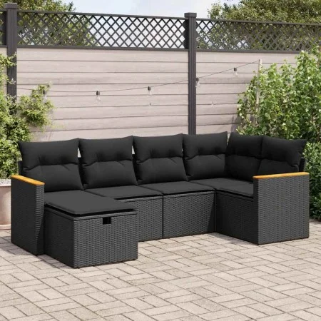 Set de sofás de jardín 6 piezas y cojines ratán sintético negro by , Garden sets - Ref: Foro24-3325912, Price: 406,03 €, Disc...
