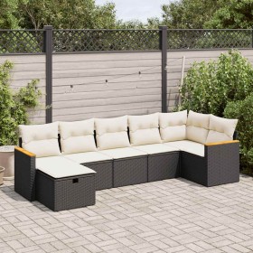 Set de sofás de jardín 7 pzas con cojines ratán sintético negro von , Gartensets - Ref: Foro24-3325927, Preis: 412,71 €, Raba...