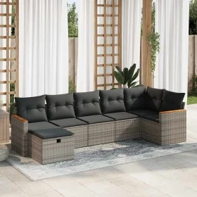 Set de sofás de jardín 7 pzas con cojines ratán sintético gris by , Garden sets - Ref: Foro24-3325931, Price: 426,05 €, Disco...
