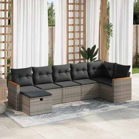 Set de sofás de jardín 7 pzas con cojines ratán sintético gris von , Gartensets - Ref: Foro24-3325931, Preis: 426,05 €, Rabat...