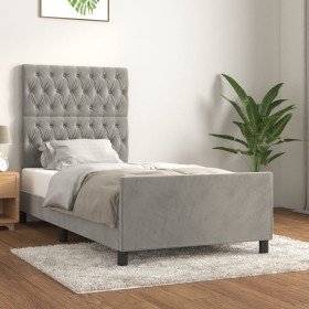Estructura de cama sin colchón terciopelo gris claro 100x200 cm Estructura de cama sin colchón terciopelo gris claro 100x200 cm