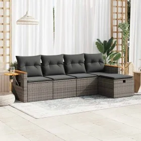 Juego de sofás jardín con cojines 5 pzas ratán sintético gris by , Garden sets - Ref: Foro24-3325959, Price: 320,70 €, Discou...