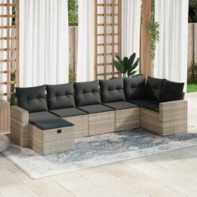 Set de sofás de jardín 7 pzas con cojines ratán PE gris claro by , Garden sets - Ref: Foro24-3325408, Price: 496,35 €, Discou...