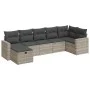 Set de sofás de jardín 7 pzas con cojines ratán PE gris claro by , Garden sets - Ref: Foro24-3325408, Price: 500,53 €, Discou...