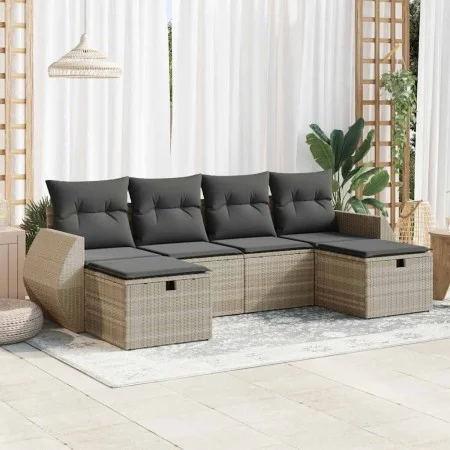 Set de sofás de jardín 6 pzas y cojines ratán sintético gris by , Garden sets - Ref: Foro24-3325628, Price: 408,34 €, Discoun...