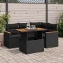 Set sofás jardín y cojines 5 pzas ratán sintético acacia negro by , Garden sets - Ref: Foro24-3327478, Price: 389,44 €, Disco...
