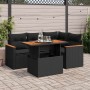 Set sofás jardín y cojines 5 pzas ratán sintético acacia negro by , Garden sets - Ref: Foro24-3327478, Price: 411,34 €, Disco...