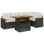 Set sofás jardín y cojines 5 pzas ratán sintético acacia negro by , Garden sets - Ref: Foro24-3327486, Price: 408,23 €, Disco...