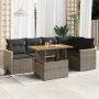 Set sofás jardín y cojines 5 pzas ratán sintético acacia gris by , Garden sets - Ref: Foro24-3327490, Price: 410,73 €, Discou...