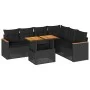 Set sofás jardín y cojines 7 pzas ratán sintético acacia negro by , Garden sets - Ref: Foro24-3327492, Price: 496,37 €, Disco...