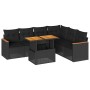 Set sofás jardín y cojines 7 pzas ratán sintético acacia negro by , Garden sets - Ref: Foro24-3327492, Price: 516,40 €, Disco...