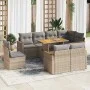 Set sofás jardín y cojines 9 pzas ratán sintético acacia beige by , Garden sets - Ref: Foro24-3327503, Price: 647,88 €, Disco...