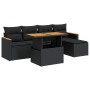 Set sofás jardín y cojines 6 pzas ratán sintético acacia negro by , Garden sets - Ref: Foro24-3327471, Price: 437,02 €, Disco...
