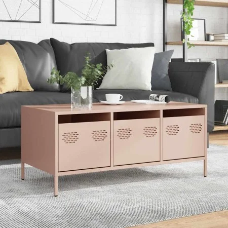 Mesa de centro acero laminado en frío rosa 101,5x50x43,5 cm de , Mesas de centro - Ref: Foro24-851269, Precio: 110,55 €, Desc...