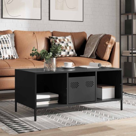 Mesa de centro acero laminado en frío negro 101,5x50x43,5 cm by , Coffee table - Ref: Foro24-851274, Price: 88,66 €, Discount: %