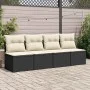 Set sofás jardín y cojines 4 pzas ratán sintético acacia negro by , Garden sets - Ref: Foro24-3325242, Price: 108,44 €, Disco...