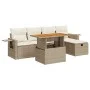 Set sofás jardín y cojines 6 pzas ratán sintético acacia beige by , Garden sets - Ref: Foro24-3328024, Price: 493,18 €, Disco...