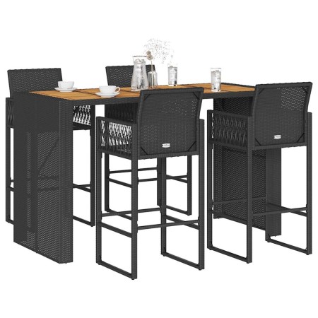 Set bar jardín sin cojines 5 pzas ratán sintético acacia negro von , Gartensets - Ref: Foro24-3328891, Preis: 543,21 €, Rabat...