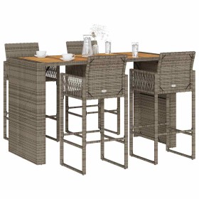 Set bar jardín sin cojines 5 pzas ratán sintético acacia gris by , Garden sets - Ref: Foro24-3328893, Price: 555,47 €, Discou...