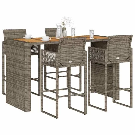 Set bar jardín sin cojines 5 pzas ratán sintético acacia gris by , Garden sets - Ref: Foro24-3328893, Price: 595,22 €, Discou...