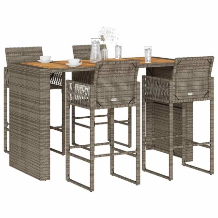 Set bar jardín sin cojines 5 pzas ratán sintético acacia gris von , Gartensets - Ref: Foro24-3328893, Preis: 555,47 €, Rabatt: %