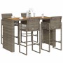 Set bar jardín sin cojines 5 pzas ratán sintético acacia gris von , Gartensets - Ref: Foro24-3328893, Preis: 555,47 €, Rabatt: %