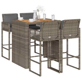 Set bar jardín cno cojines 5 pzas ratán sintético acacia gris von , Gartensets - Ref: Foro24-3328898, Preis: 553,74 €, Rabatt: %