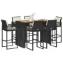 Set bar jardín con cojines 7 pzas ratán sintético acacia negro by , Garden sets - Ref: Foro24-3328902, Price: 792,09 €, Disco...
