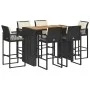 Set bar jardín con cojines 7 pzas ratán sintético acacia negro by , Garden sets - Ref: Foro24-3328902, Price: 792,09 €, Disco...