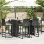 Set bar jardín con cojines 7 pzas ratán sintético acacia negro by , Garden sets - Ref: Foro24-3328902, Price: 792,09 €, Disco...