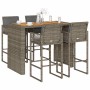 Set bar jardín cno cojines 5 pzas ratán sintético acacia gris by , Garden sets - Ref: Foro24-3328900, Price: 565,11 €, Discou...