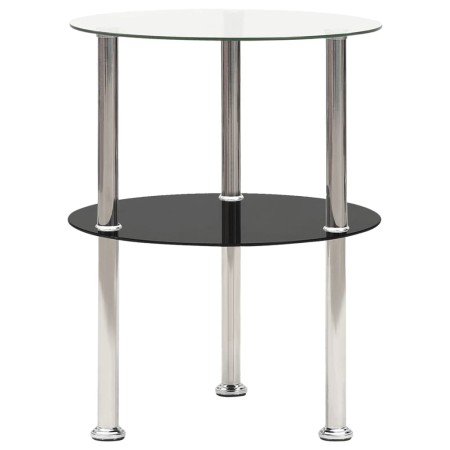 Side table 2 levels black transparent tempered glass 38cm by vidaXL, Side tables - Ref: Foro24-322788, Price: 29,33 €, Discou...