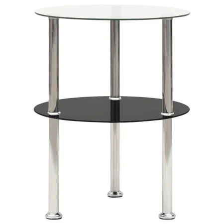 Side table 2 levels black transparent tempered glass 38cm by vidaXL, Side tables - Ref: Foro24-322788, Price: 28,86 €, Discou...