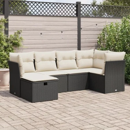 Set de sofás de jardín 6 piezas y cojines ratán sintético negro by , Garden sets - Ref: Foro24-3325282, Price: 372,16 €, Disc...
