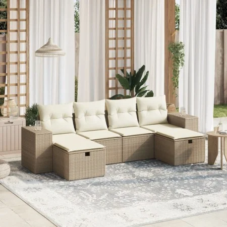 Juego de sofás jardín con cojines 6 pzas ratán sintético beige von , Gartensets - Ref: Foro24-3264474, Preis: 420,90 €, Rabat...