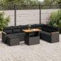 Set sofás jardín y cojines 9 pzas ratán sintético acacia negro von , Gartensets - Ref: Foro24-3327520, Preis: 610,52 €, Rabat...