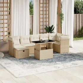 Set de sofás de jardín y cojines 8 piezas ratán sintético beige by , Garden sets - Ref: Foro24-3274668, Price: 570,94 €, Disc...