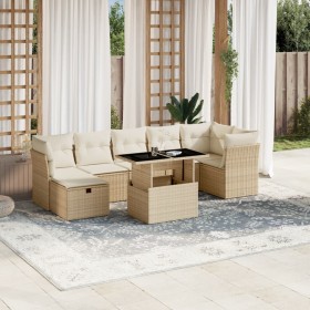 Set de sofás de jardín y cojines 8 piezas ratán sintético beige by , Garden sets - Ref: Foro24-3274668, Price: 558,25 €, Disc...