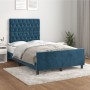 Estructura de cama sin colchón terciopelo azul oscuro 120x200cm