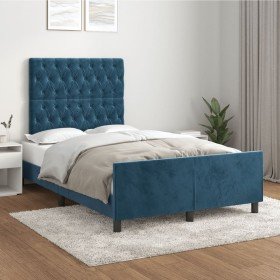 Estructura de cama sin colchón terciopelo azul oscuro 120x200cm Estructura de cama sin colchón terciopelo azul oscuro 120x200cm