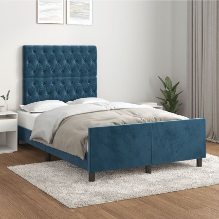 Estructura de cama sin colchón terciopelo azul oscuro 120x200cm
