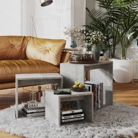 Mesas apilables 3 piezas madera contrachapada gris hormigón by , Side tables - Ref: Foro24-808580, Price: 63,04 €, Discount: %