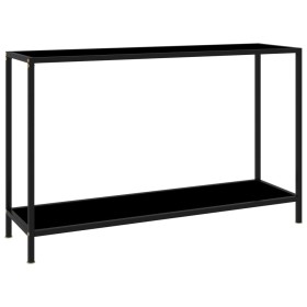 Mesa de consola negro vidrio templado 120x35x75 cm