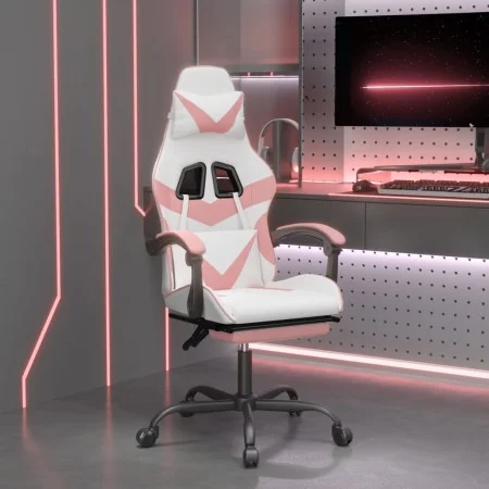 Silla gaming con reposapiés cuero sintético blanco y rosa by , Gaming chairs - Ref: Foro24-3143863, Price: 117,21 €, Discount: %